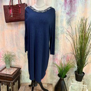 📌bpc Collection  Elegant Beaded Knitted Plus Size Long Sleeves Dress